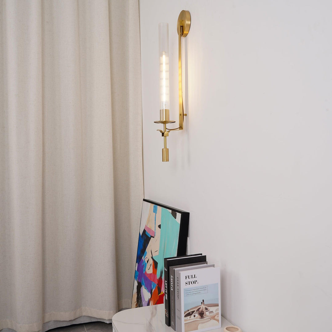 Alessio Minimalism Brass Metal Glass Wall Lamp Bedroom Living Room