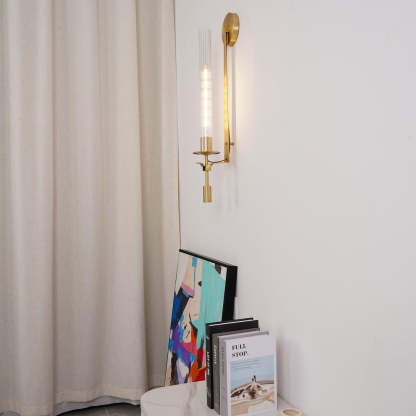 Alessio Minimalism Brass Metal Glass Wall Lamp Bedroom Living Room