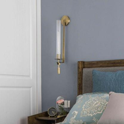 Alessio Minimalism Brass Metal Glass Wall Lamp Bedroom Living Room