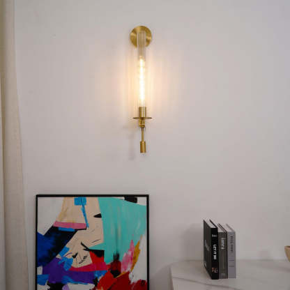 Alessio Minimalism Brass Metal Glass Wall Lamp Bedroom Living Room