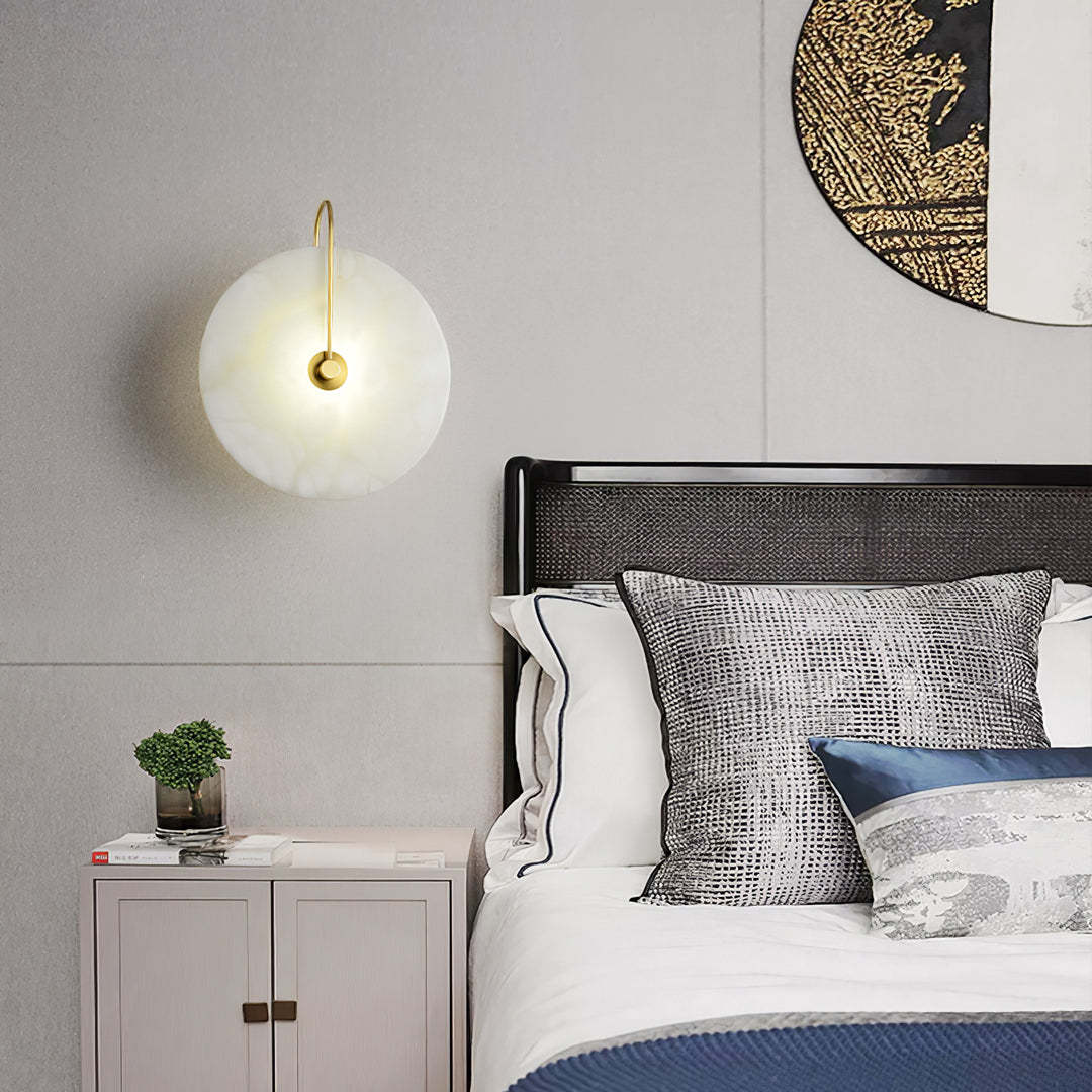 Jade Minimalism Gold Black Metal Alabaster Wall Lamp Bedroom Living Room