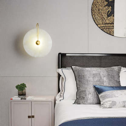 Jade Minimalism Gold Black Metal Alabaster Wall Lamp Bedroom Living Room