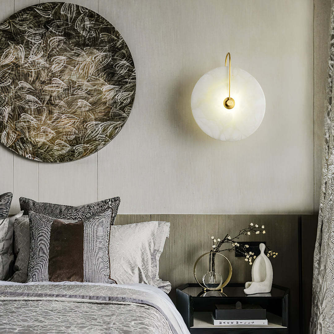 Jade Minimalism Gold Black Metal Alabaster Wall Lamp Bedroom Living Room