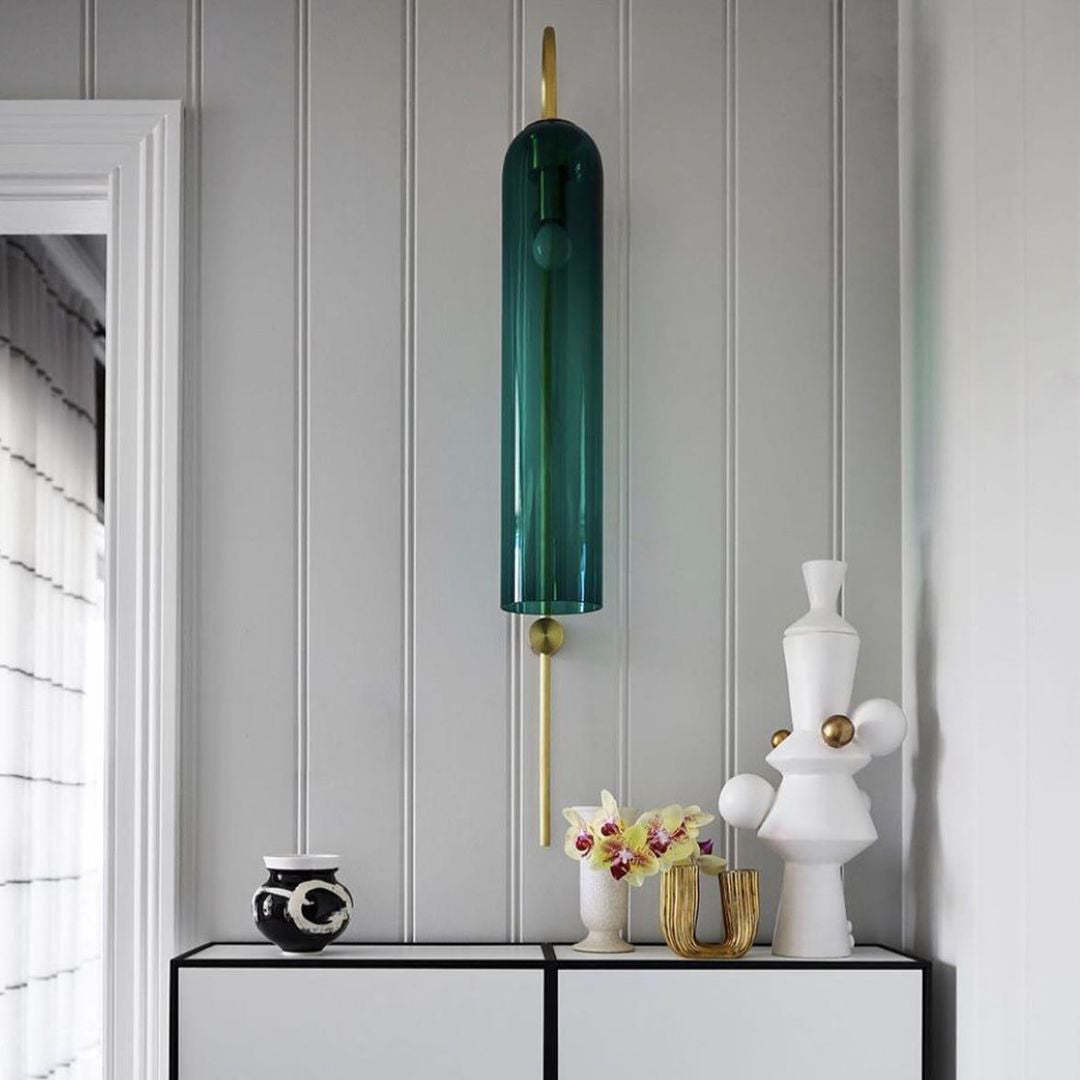 Hailie Minimalism Metal Gold Black Glass Wall Lamp Bedroom Living Room