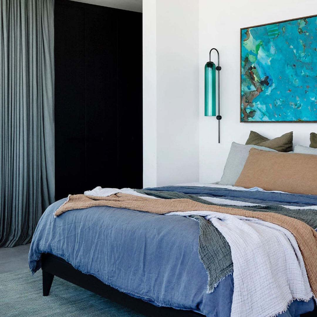 Hailie Minimalism Metal Gold Black Glass Wall Lamp Bedroom Living Room