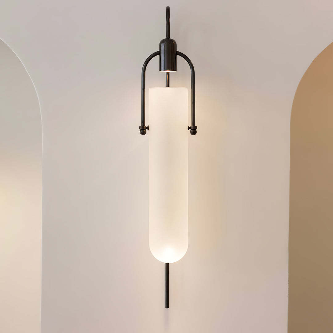 Alessio Minimalism Black Copper Plating Metal Glass Wall Lamp Bedroom Living Room