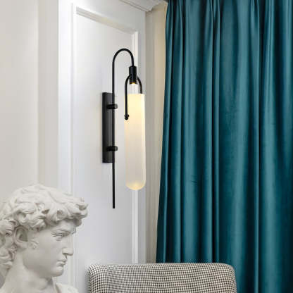 Alessio Minimalism Black Copper Plating Metal Glass Wall Lamp Bedroom Living Room