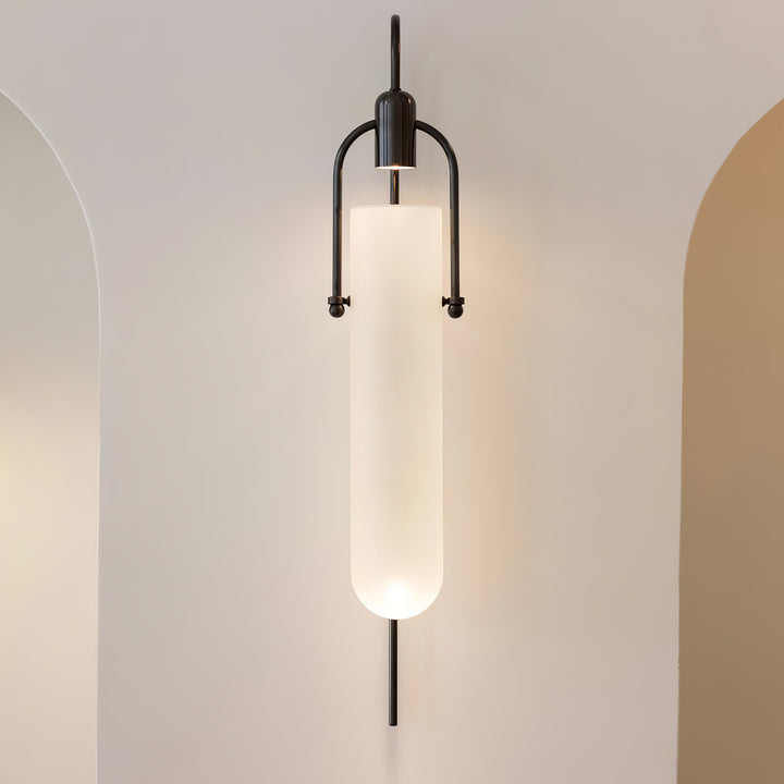 Alessio Minimalism Black Copper Plating Metal Glass Wall Lamp Bedroom Living Room