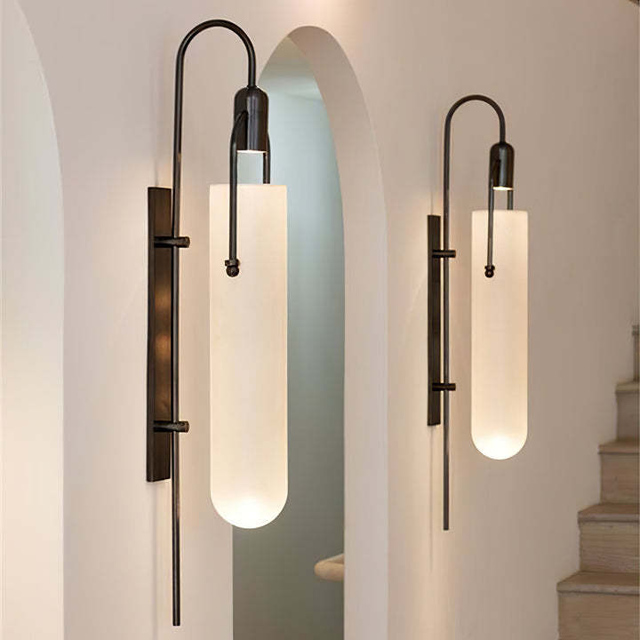 Alessio Minimalism Black Copper Plating Metal Glass Wall Lamp Bedroom Living Room