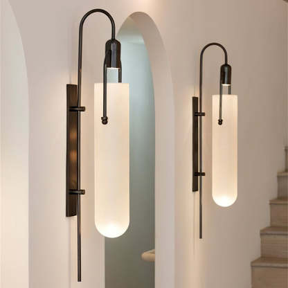 Alessio Minimalism Black Copper Plating Metal Glass Wall Lamp Bedroom Living Room
