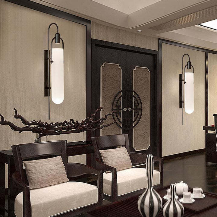 Alessio Minimalism Black Copper Plating Metal Glass Wall Lamp Bedroom Living Room