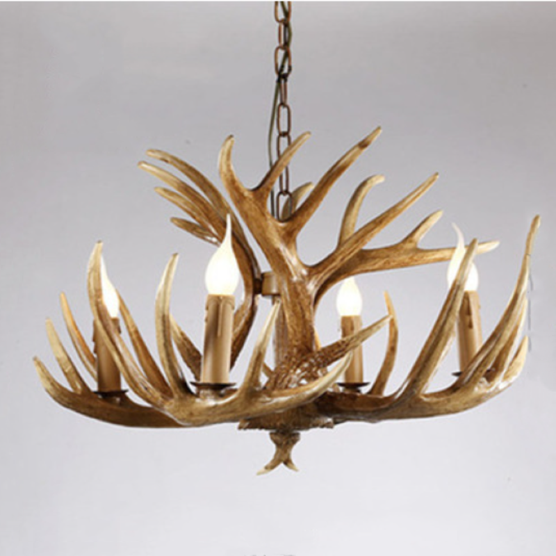 Wooden antler-style pendant light