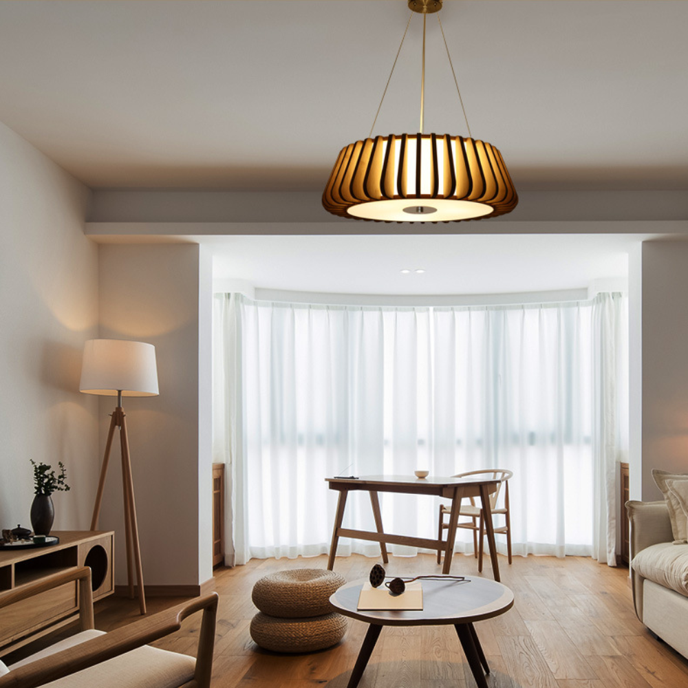 Ozawa Bamboo Pendant Light in a Modern Living Room