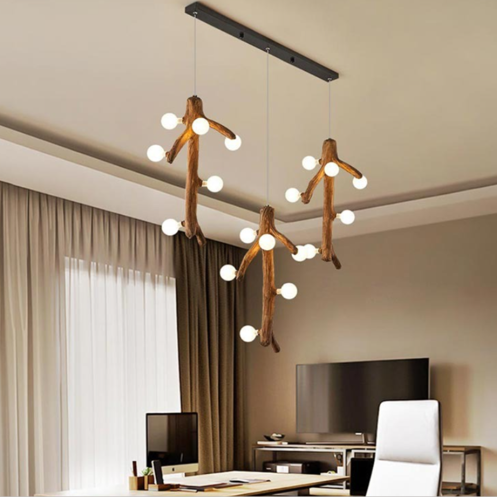 Nordic Wood Branch LED Chandelier for Living Room