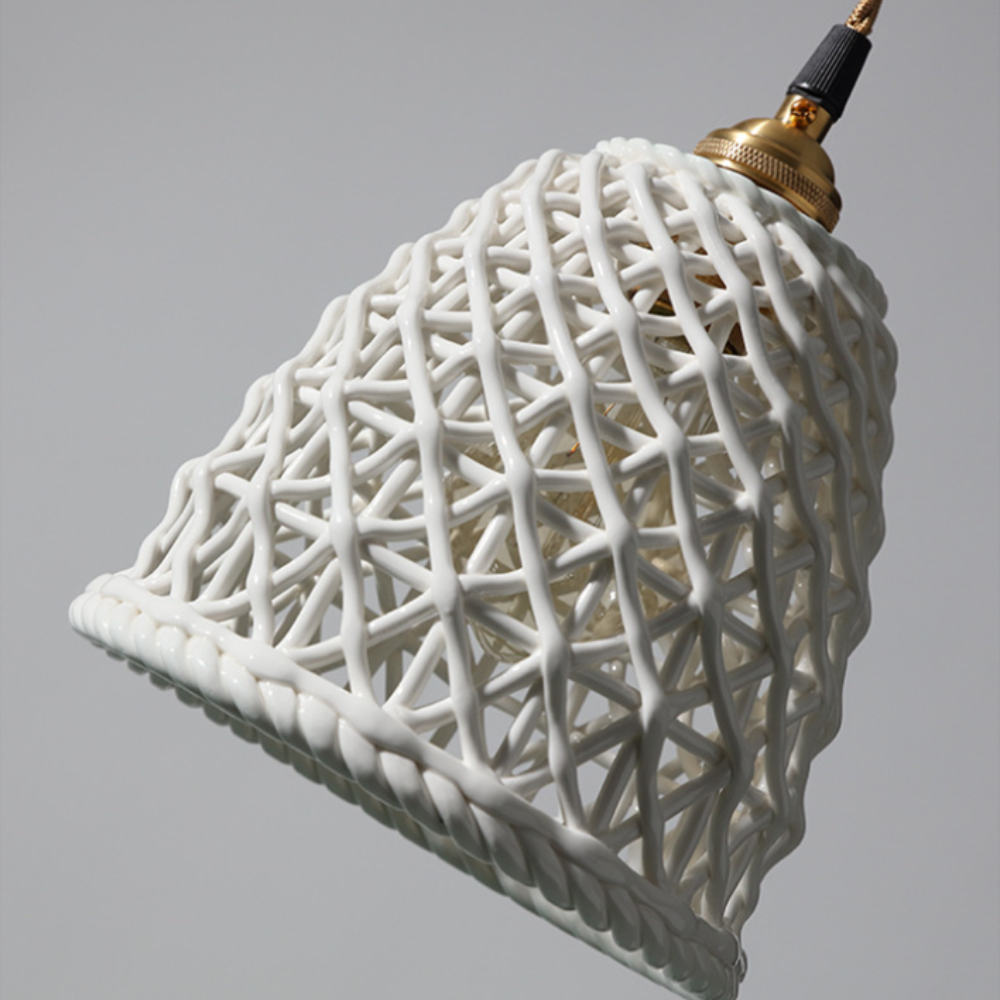 Hailie Modern Pendant Light with Woven Ceramic Shade