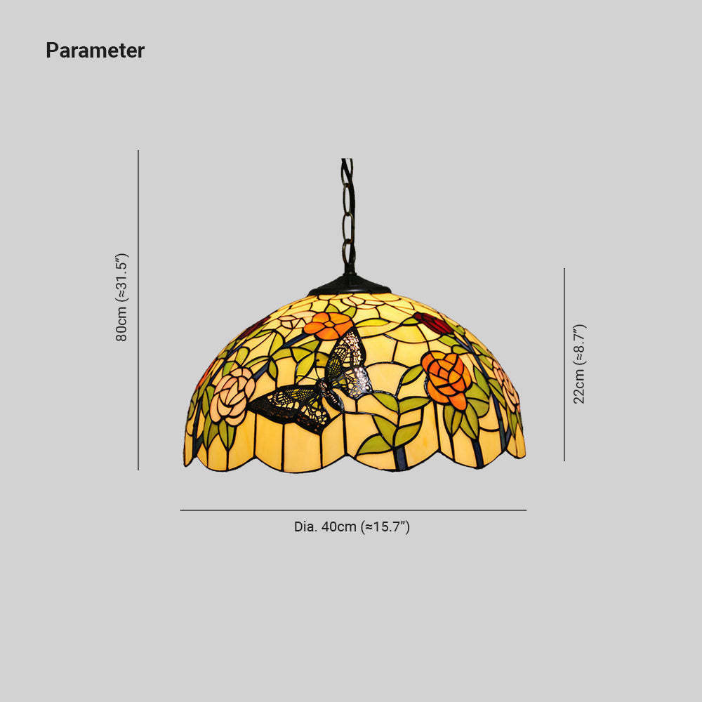 Eryn Vintage Butterfly Pendant Light - Dimensions