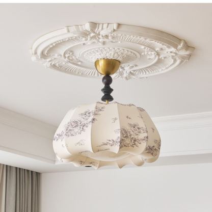 Renée Vintage Fabric Wood  Acrylic Metal Pendant Light Bedroom Dining Room