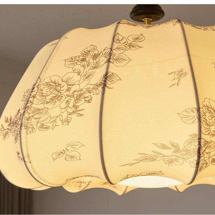 Renée Vintage Fabric Wood  Acrylic Metal Pendant Light Bedroom Dining Room