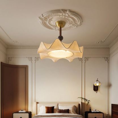 Renée Vintage Fabric Wood  Acrylic Metal Pendant Light Bedroom Dining Room