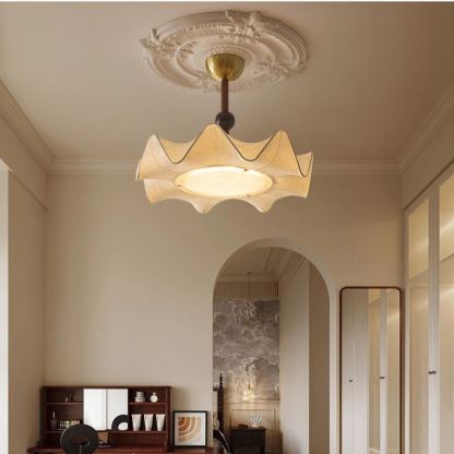 Renée Vintage Fabric Wood  Acrylic Metal Pendant Light Bedroom Dining Room