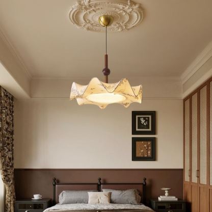 Renée Vintage Fabric Wood  Acrylic Metal Pendant Light Bedroom Dining Room