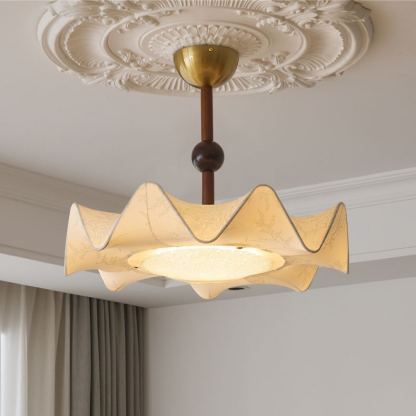 Renée Vintage Fabric Wood  Acrylic Metal Pendant Light Bedroom Dining Room