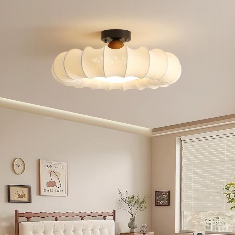 Renée Nordic Grey Beige Ceiling Light Metal Wood Fabric Dining Room  Bedroom