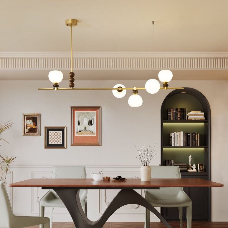 Edge Vintage Metal Wood Glass Pendant Light Dining Room Bedroom