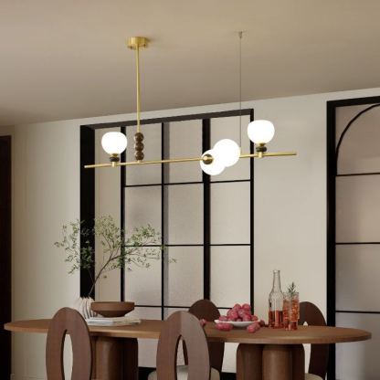 Edge Vintage Metal Wood Glass Pendant Light Dining Room Bedroom