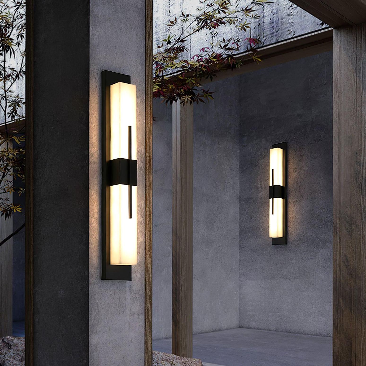 Edge Modern Acrylic Black White Wall Light Waterproof Garden Park
