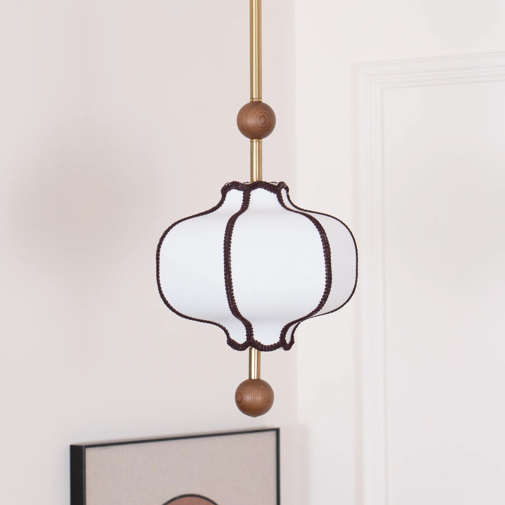 Ozawa Vintage Metal Wood Fabric Pendant Light Dining Room Bedroom