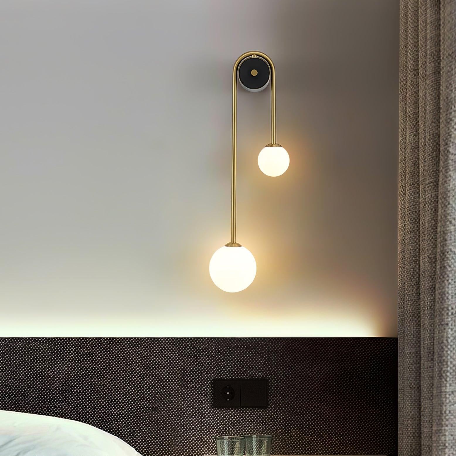 Edge Minimalism Metal Gray Black Brass Glass Wall Lamp Bedroom Living Room