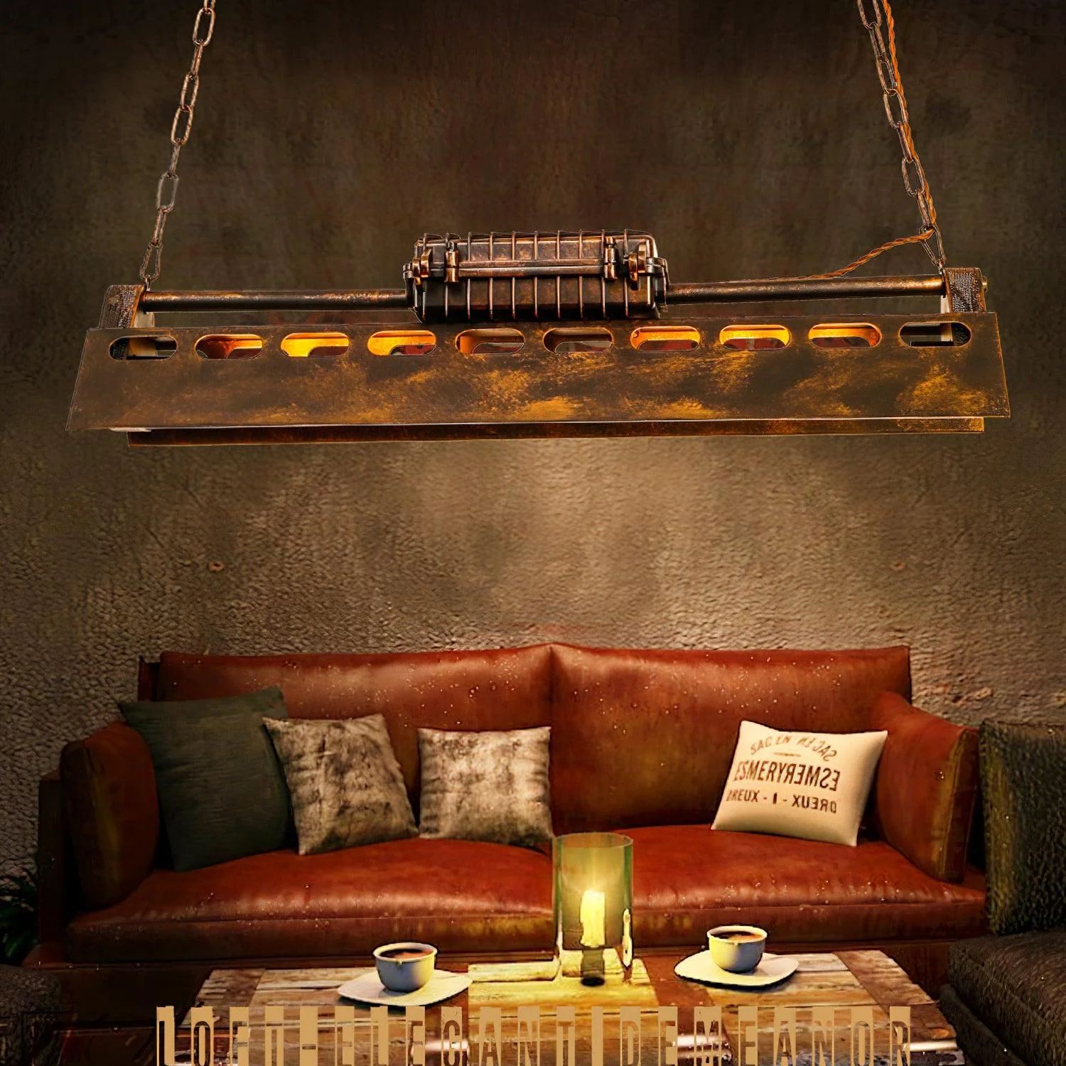 Alessio Antique Rust Color Metal Pendant Light Bedroom Living Room