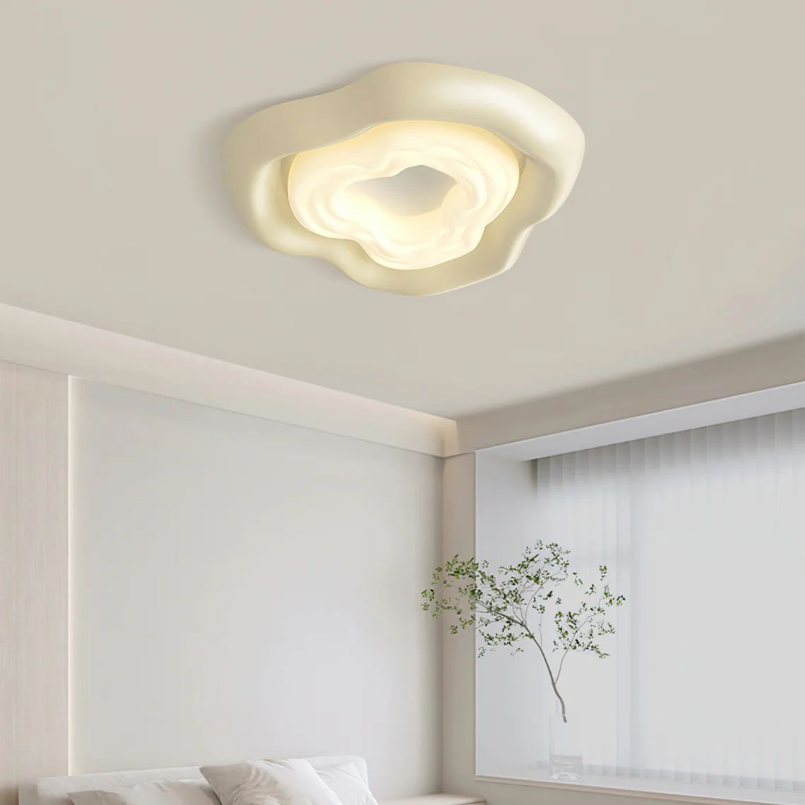 Quinn Unusual White Cream Color Roses Ceiling Lamp Dining Room