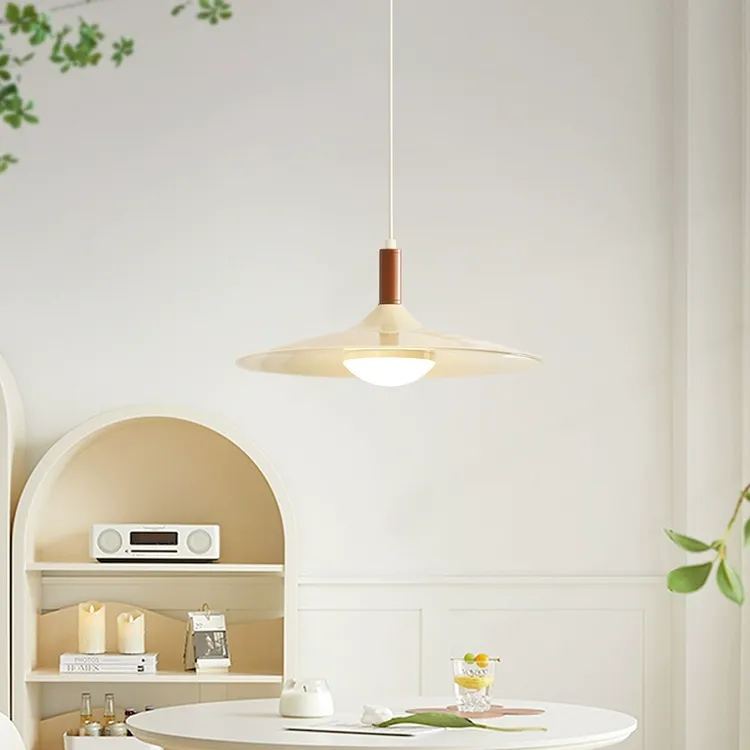 Carins Vintage Walnut Pendant Light Metal Acrylic Bedroom Dining Room
