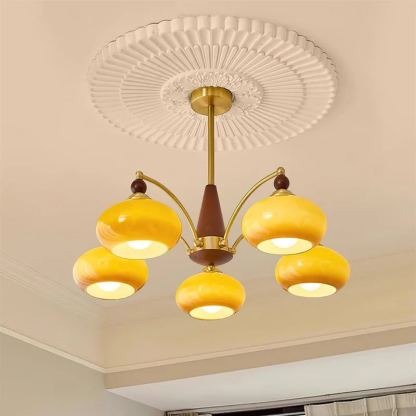 Valentina Glass Wood Chandelier