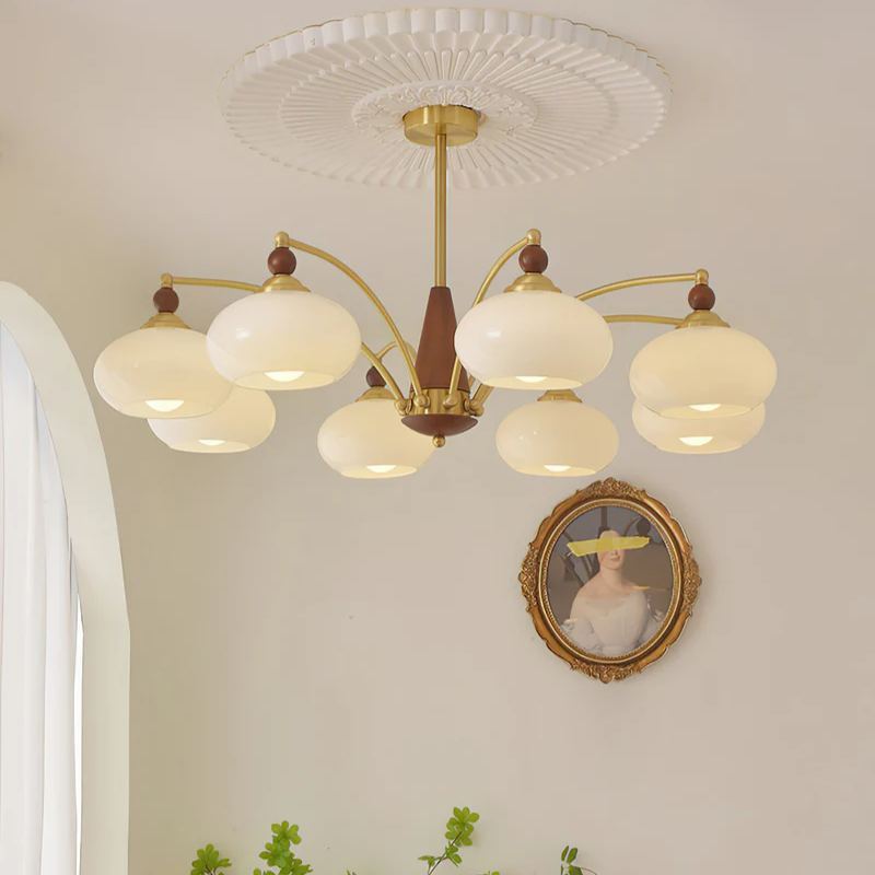 Valentina Glass Wood Chandelier