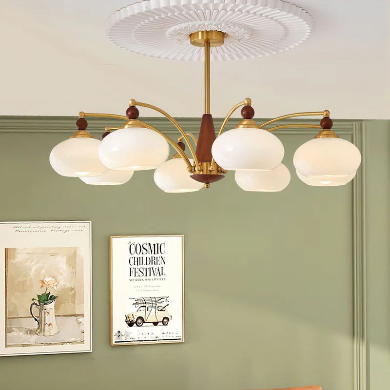 Valentina Glass Wood Chandelier