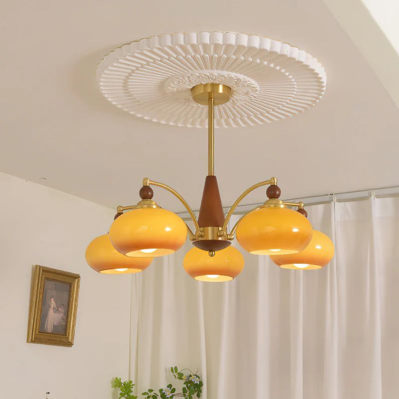 Valentina Glass Wood Chandelier