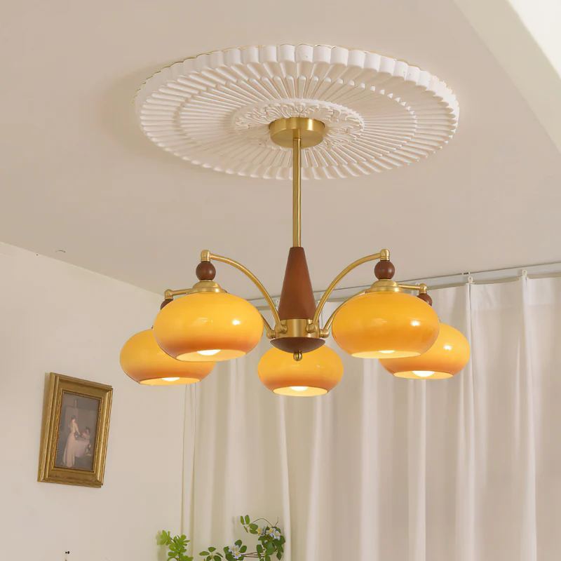 Valentina Glass Wood Chandelier