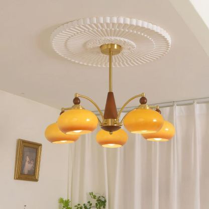 Valentina Glass Wood Chandelier
