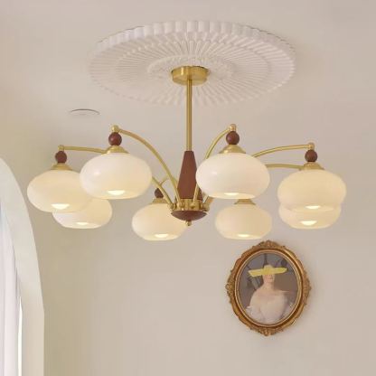 Valentina Glass Wood Chandelier