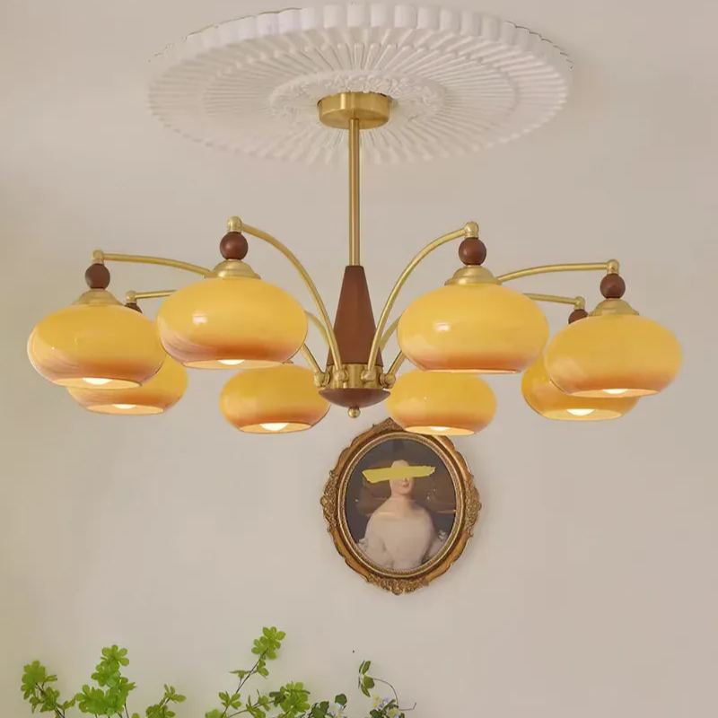 Valentina Glass Wood Chandelier