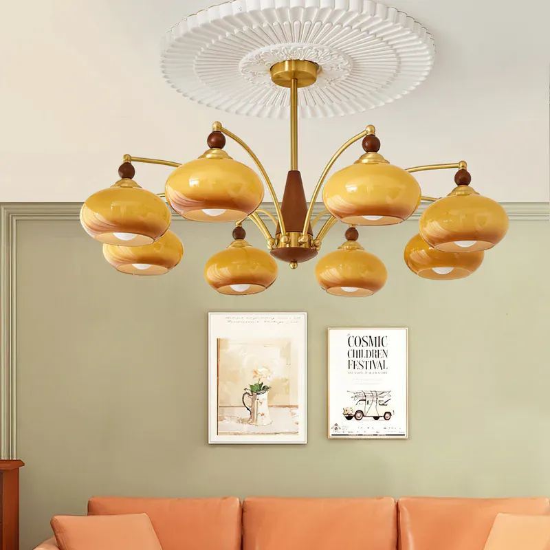 Valentina Glass Wood Chandelier
