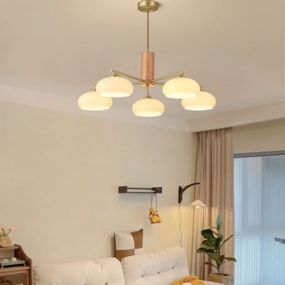 Valentina pendant light illuminating a cozy living room