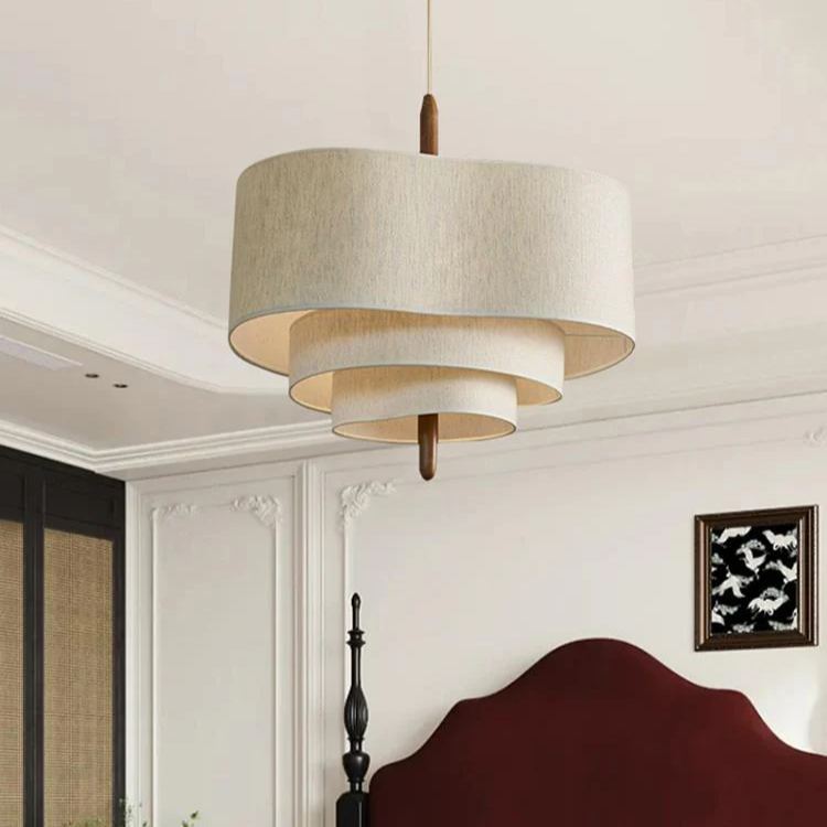 Modern bedroom lighting with fabric pendant light