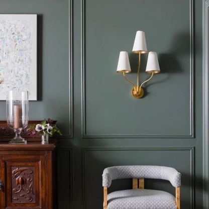 Alessio Vintage Classical Brass Fabric Wall Light Bedroom Hallway Living Room