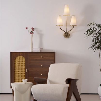 Alessio Vintage Classical Brass Fabric Wall Light Bedroom Hallway Living Room