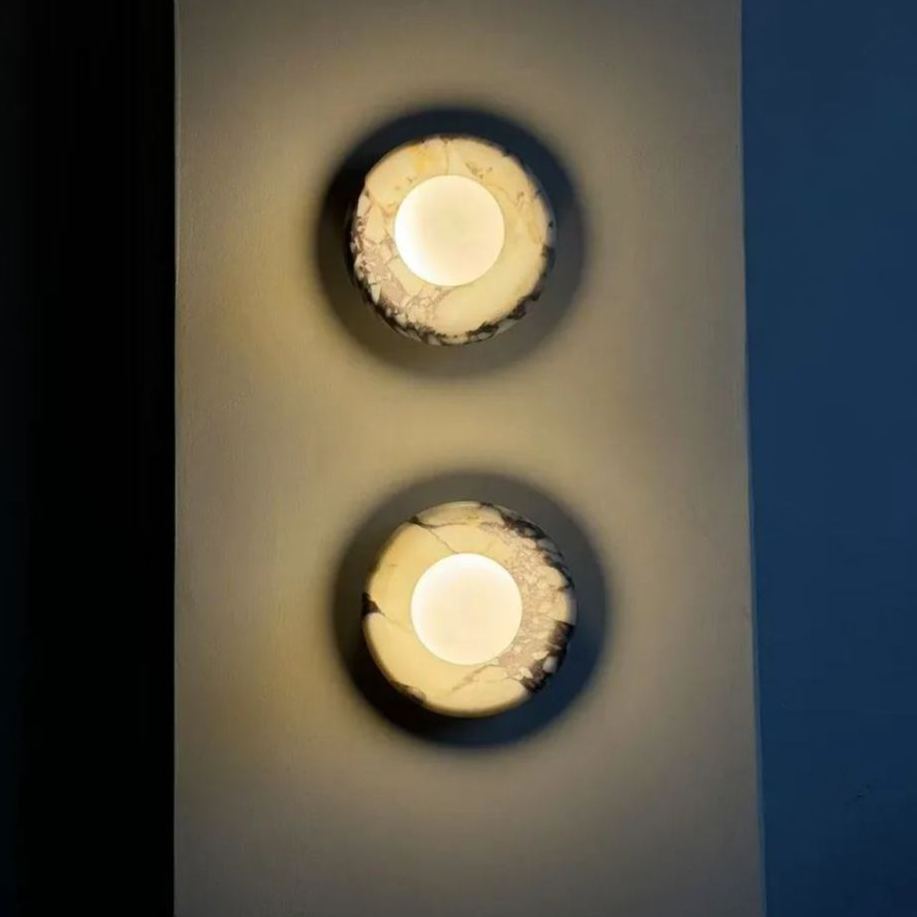 Elif Modern Round Marble Wall Light Shades Bedroom Living Room