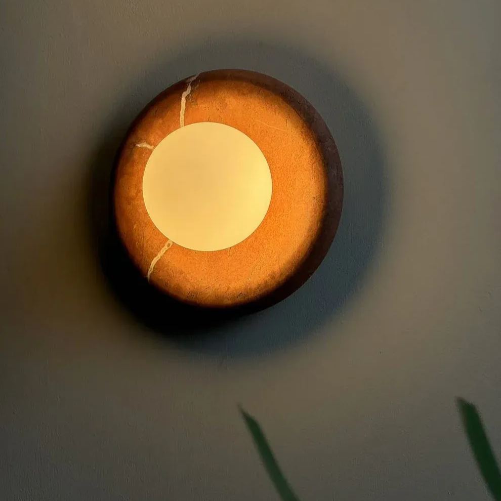 Elif Modern Round Marble Wall Light Shades Bedroom Living Room